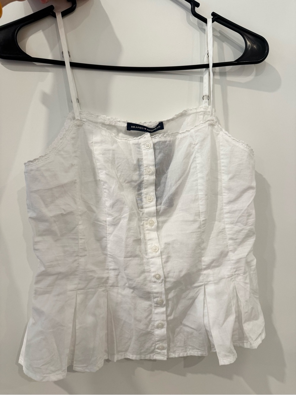 Brandy Melville White Button-Front Spaghetti Strap Camisole ONE SIZE
